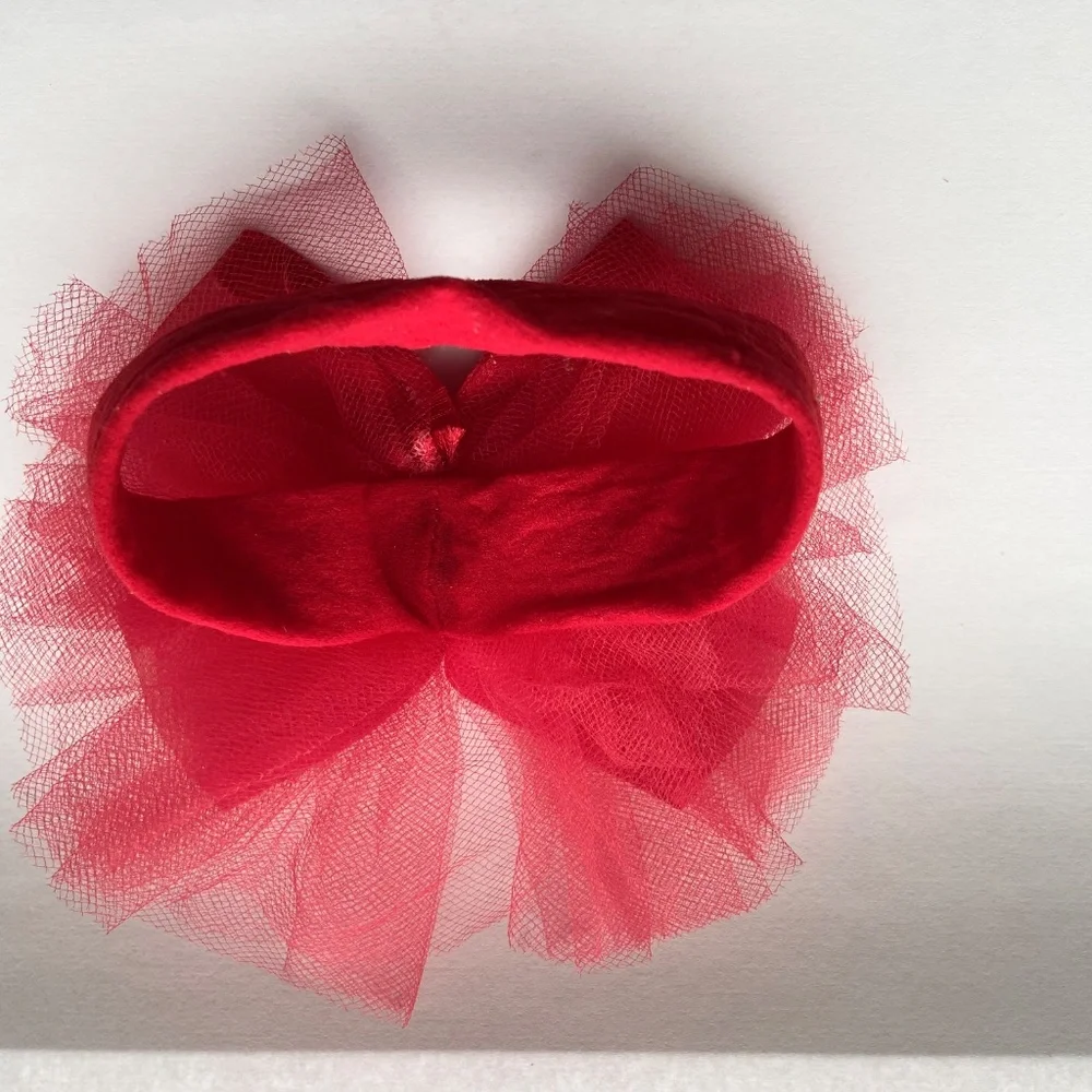 Kids‎ Kapers Beautiful Red Satin Tulle Crystals Bow Hair Band Headband NEW